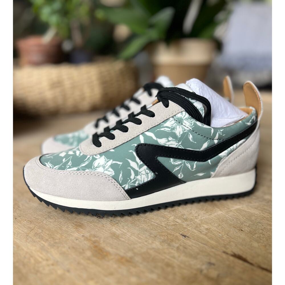 rag & bone Green Floral Athletic Sneakers with Black Accents